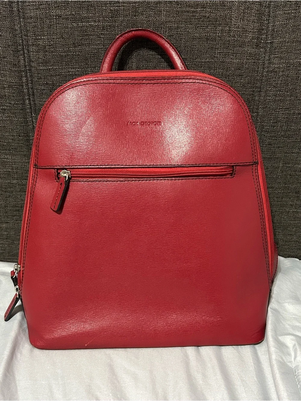 Jack Georges Red Genuine Leather Backpack Purse Organizer Bag